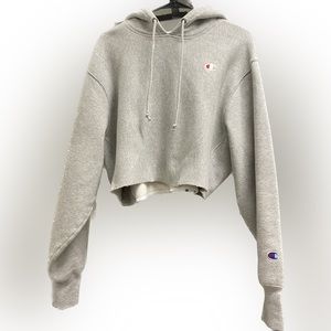 Champion Reverse Weave Cut-Off Cropped Hoodie C Logo